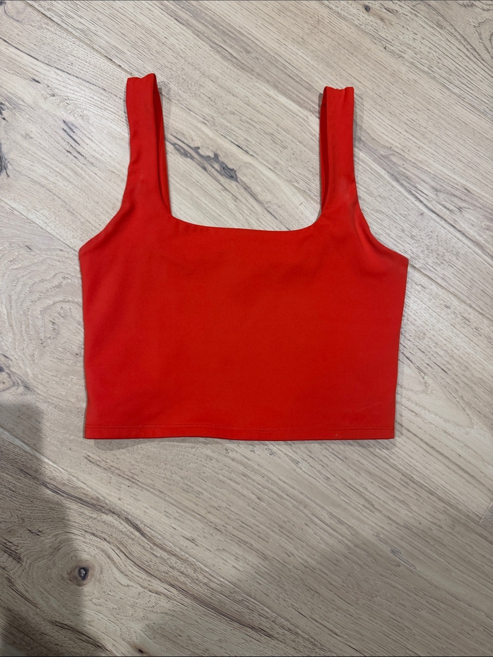Express Orange Body Contour Square-Neck Crop Tank Top
